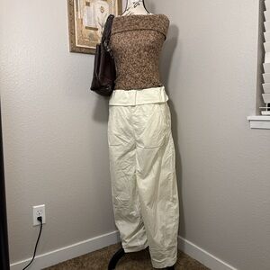 Pilcro Anthropologie Off-White Cream Foldover Wide Leg Pants Women’s Size S